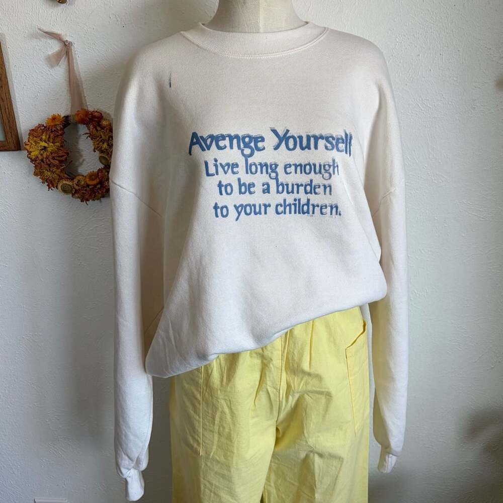 Funny Vintage Graphic Sweatshirt Size XL White